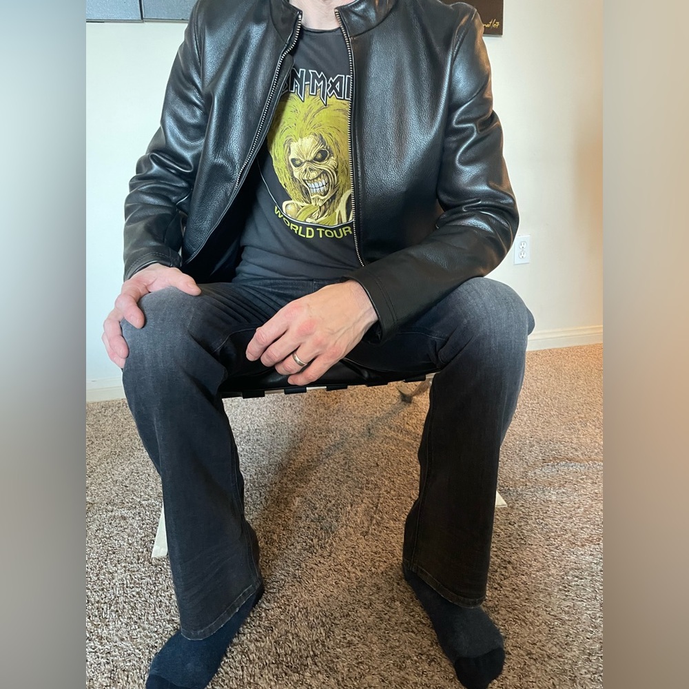 Men’s black leather jacket Karl Lagerfeld Medium LIKE NEW